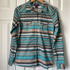 Rock & Roll Denim Pearl Snap Shirt Junior/Youth XL Measurements In Pic